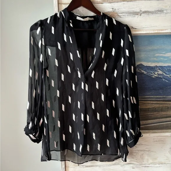 Alice + Olivia sheer black blouse - Picture 3 of 10